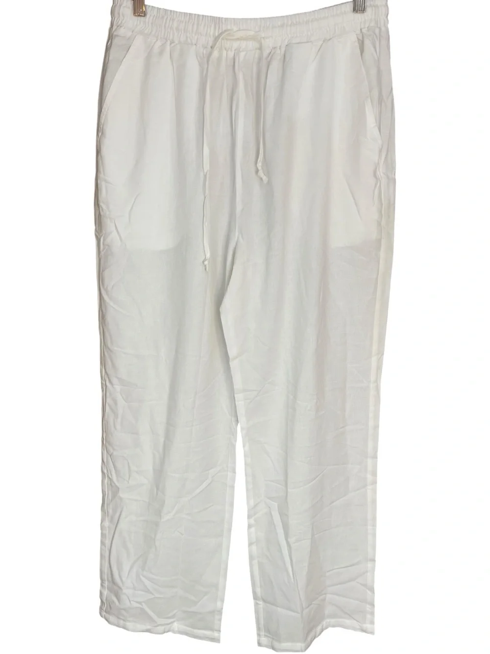 Coofandy Casual Loose Drawstring Linen-Blend Pants White